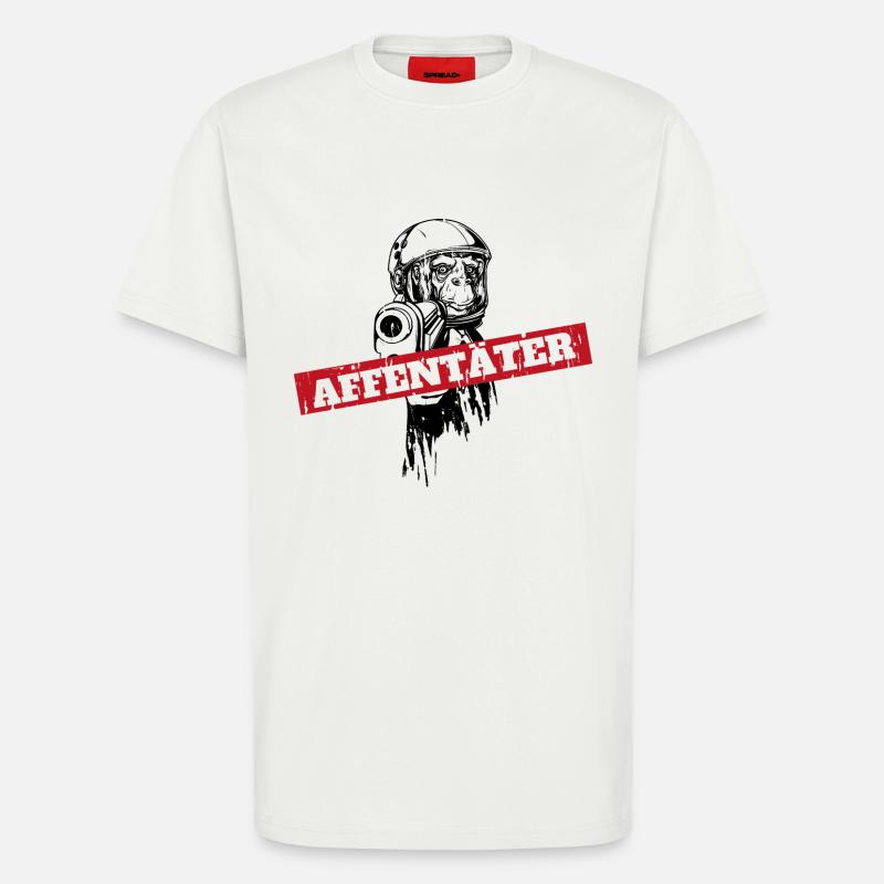 Affe mit Waffe und zielt - T-Shirt - made by SPREAD - OFF WHITE