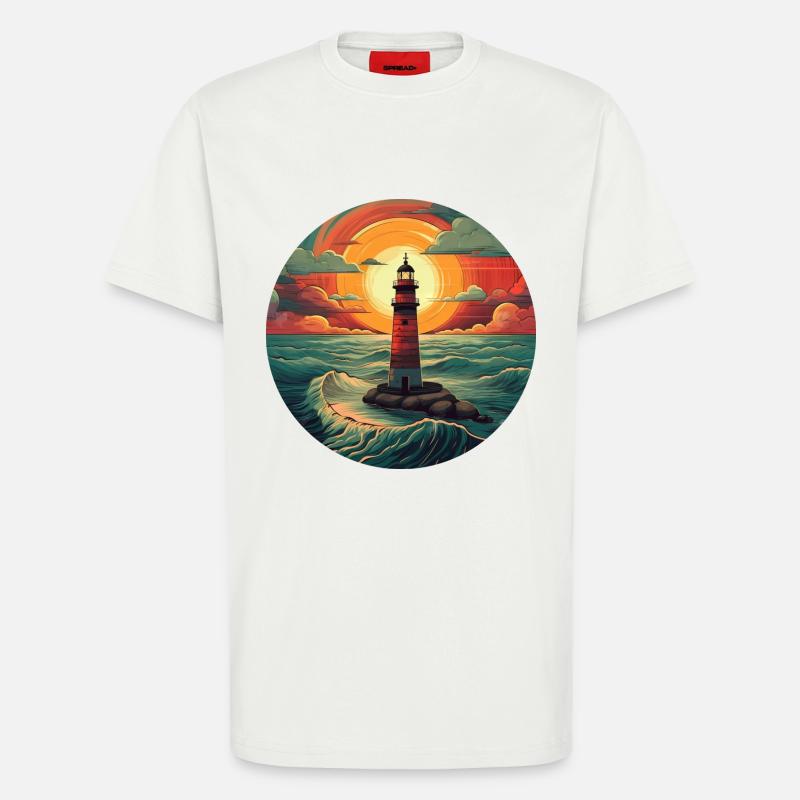 Lighthouse at sunset - Romantic kiss - T-Shirt - made by SPREAD - OFF WHITE