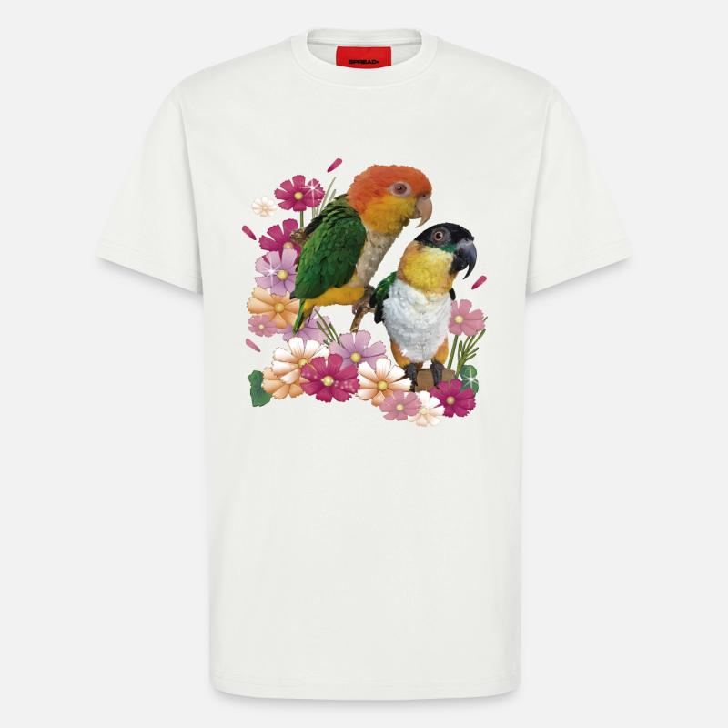 Der orangeköpfige Caique - T-Shirt - made by SPREAD - OFF WHITE