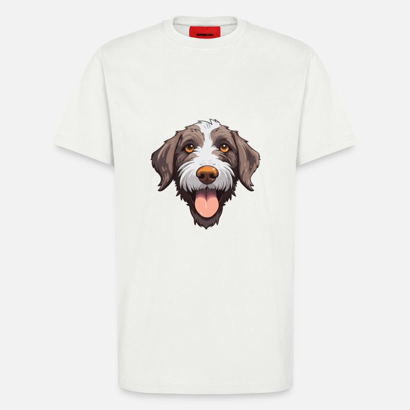 Deutsches drahthaariges Pointer-Hund-Rasse-Aquarell-Auto - T-Shirt - made by SPREAD - OFF WHITE