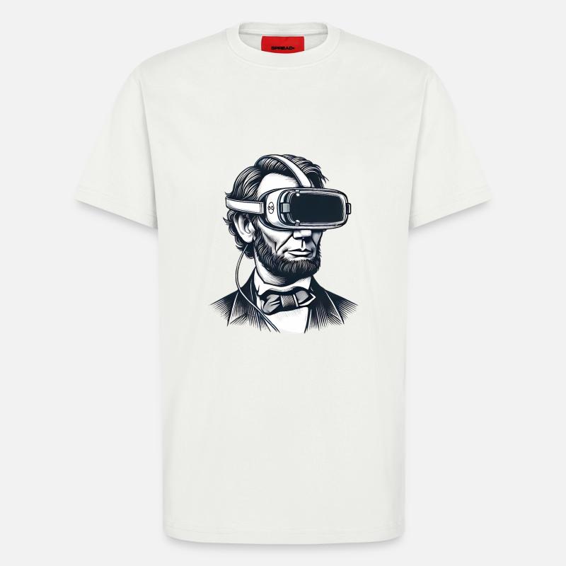 Lincoln im VR-Headset Retro-Design - T-Shirt - made by SPREAD - OFF WHITE