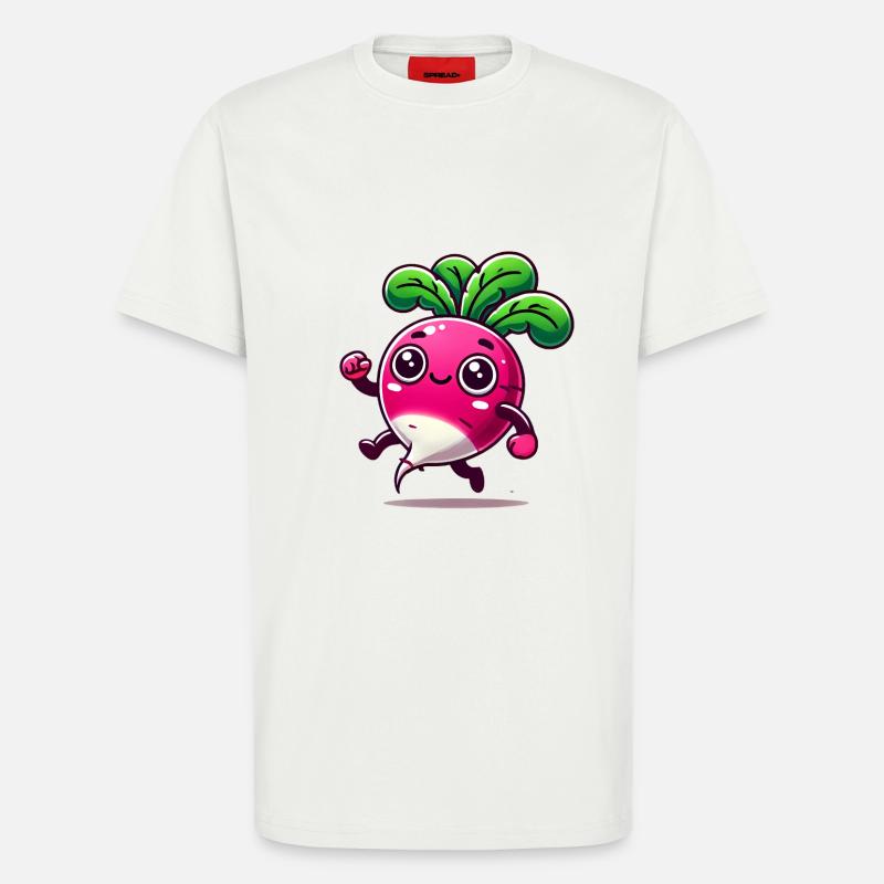 Glücklicher Cartoon-Radieschen-Charakter - T-Shirt - made by SPREAD - OFF WHITE