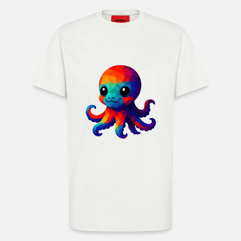 WPAP Polygon Kawaii Style Calmar - T-shirt bio décontracté fabriqué en UE - OFF WHITE