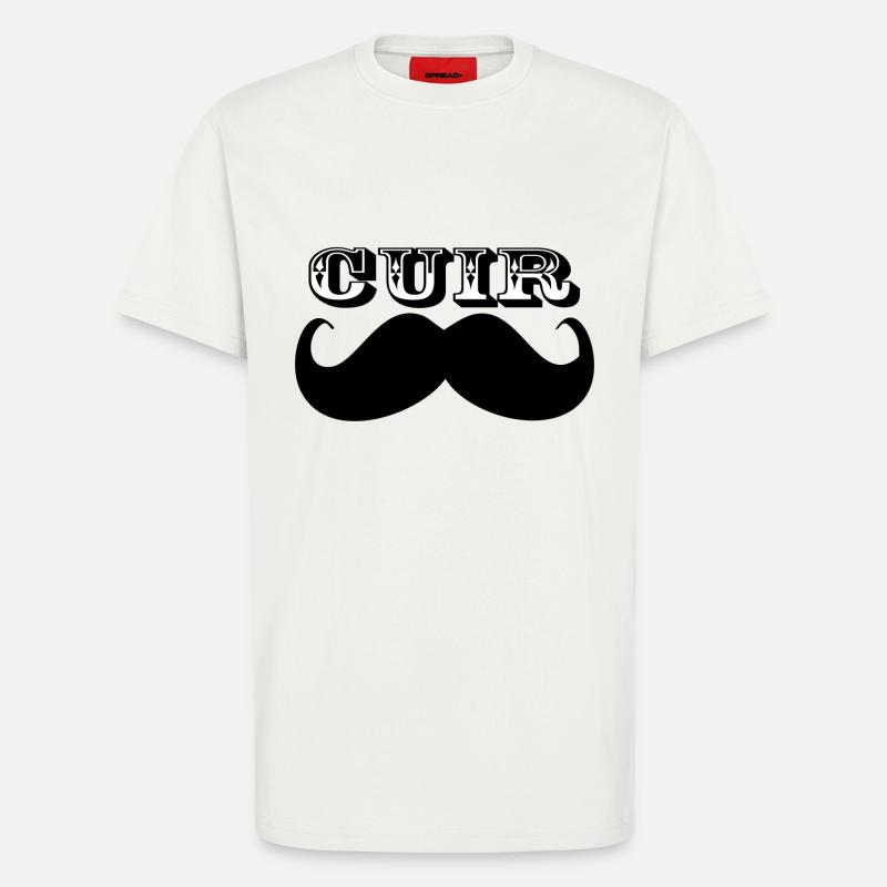 Cuir Moustache - Logo Noir - T-shirt bio décontracté fabriqué en UE - OFF WHITE
