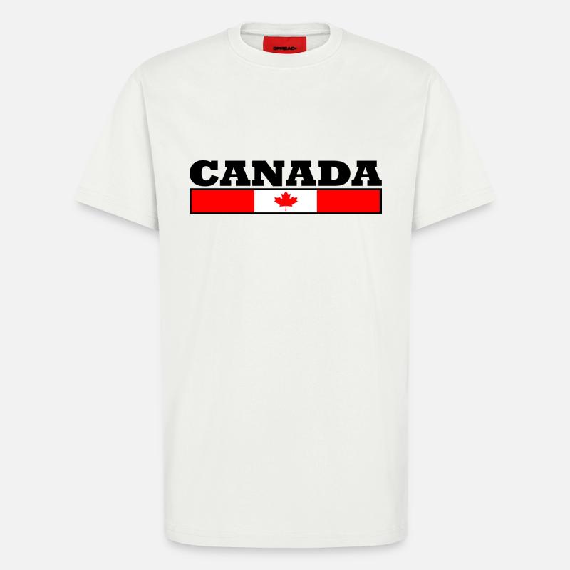 Drapeau du Canada - T-shirt bio décontracté fabriqué en UE - OFF WHITE
