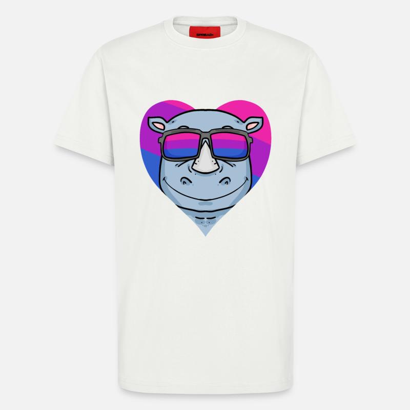 Bisexual Rhino Bisexuality Gift - T-Shirt - made by SPREAD - OFF WHITE