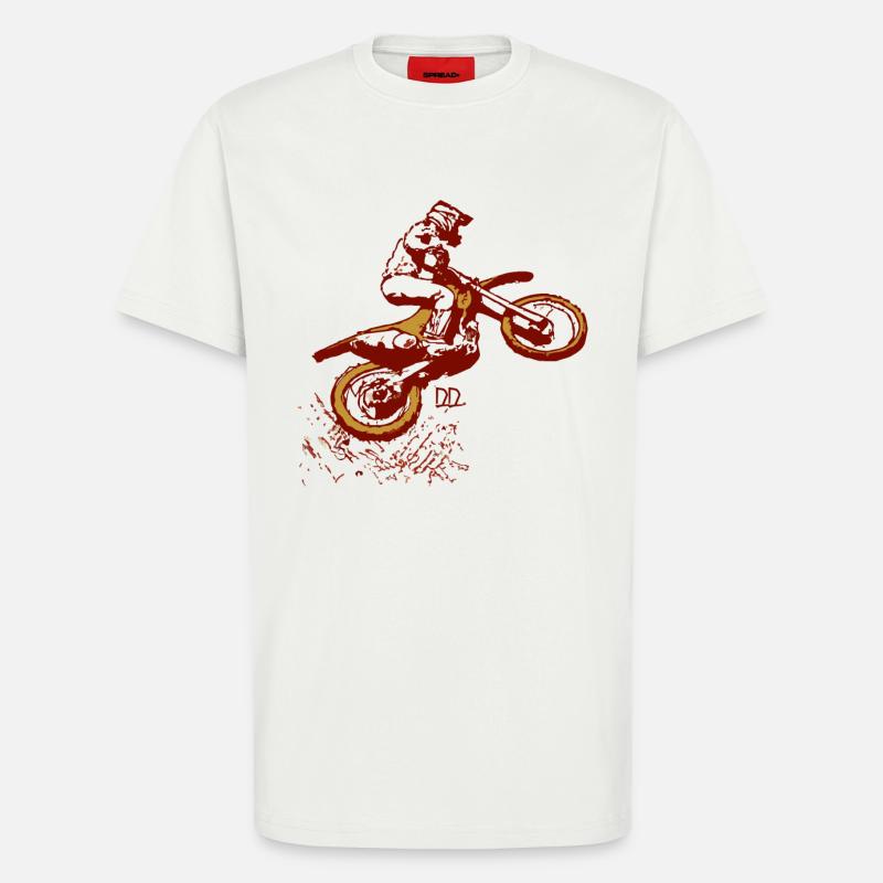 ein dreckiger Weitsprung beim Motocross - T-Shirt - made by SPREAD - OFF WHITE