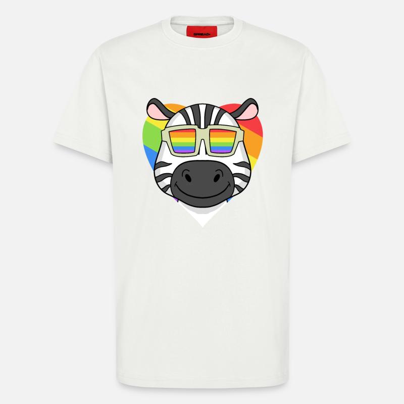 Regenbogen - Zebra mit Brille - T-Shirt - made by SPREAD - OFF WHITE