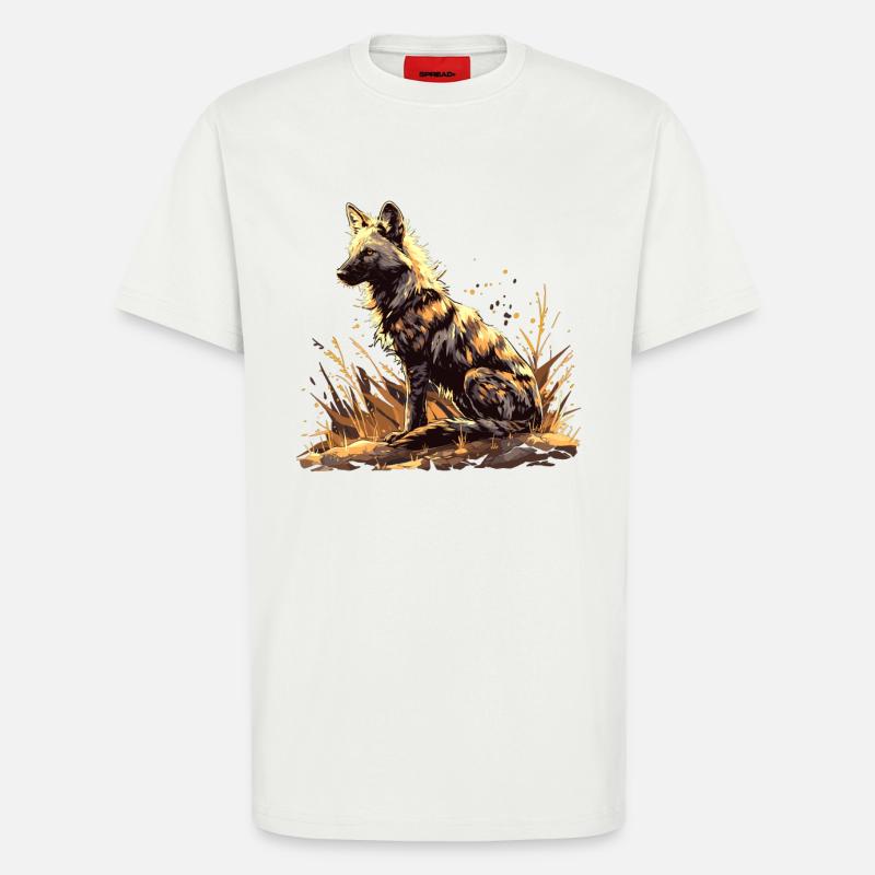 Loups d’Aardwolf - T-shirt bio décontracté fabriqué en UE - OFF WHITE