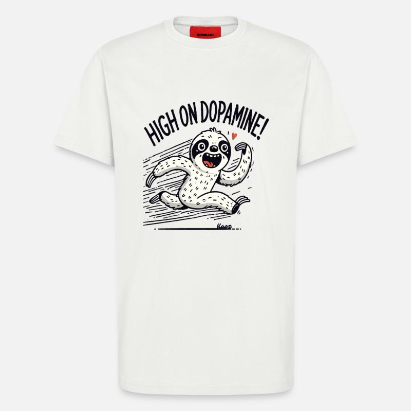 Running sloth full on dopamine - T-Shirt - made by SPREAD - OFF WHITE