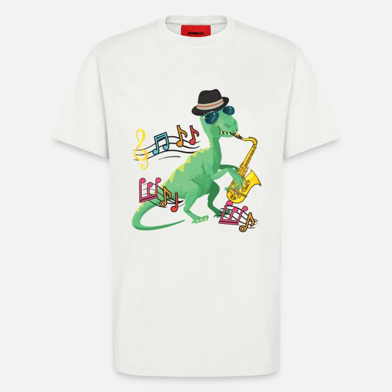 Saxophone T-Rex Jazz - T-Shirt - made by SPREAD - OFF WHITE