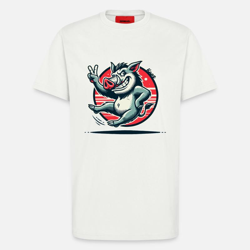 Wildschwein mit Peace-Zeichen - T-Shirt - made by SPREAD - OFF WHITE