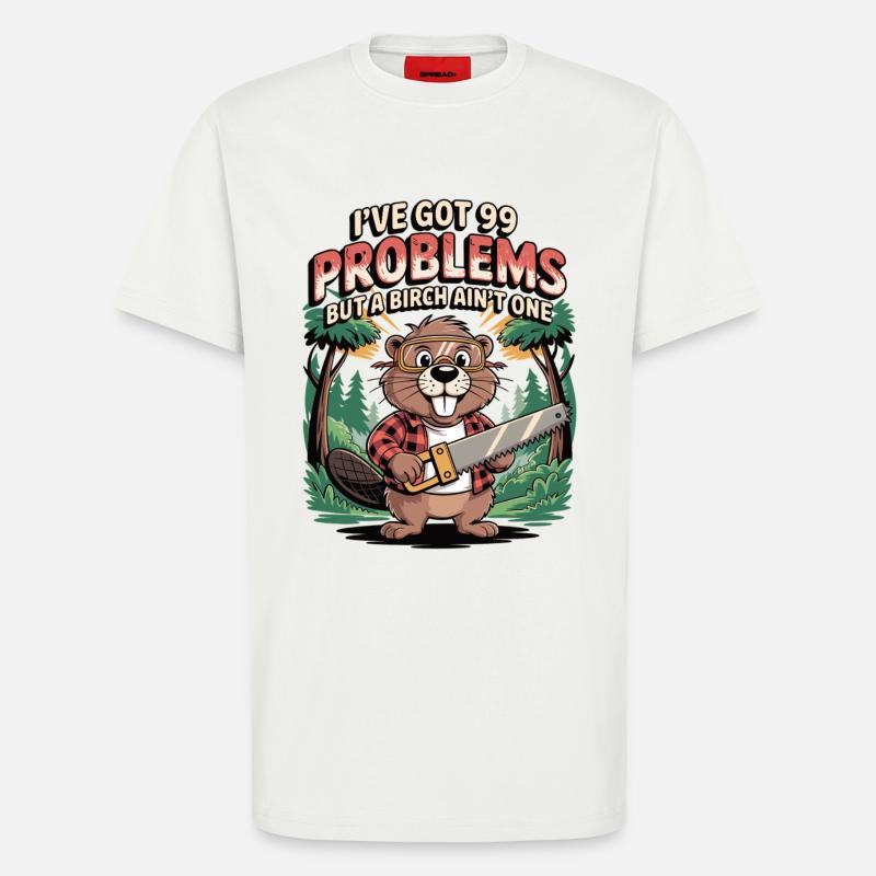 Biber-Spruch: Kein Problem mit Birke - T-Shirt - made by SPREAD - OFF WHITE