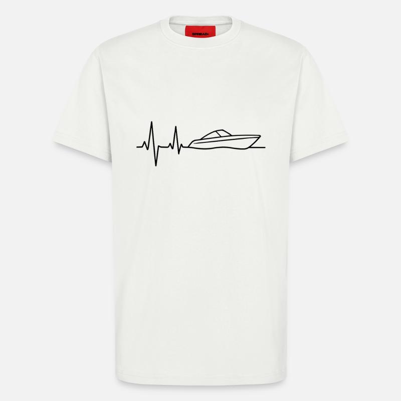 Boot Herzschlag – Motorboot Leben - T-Shirt - made by SPREAD - OFF WHITE