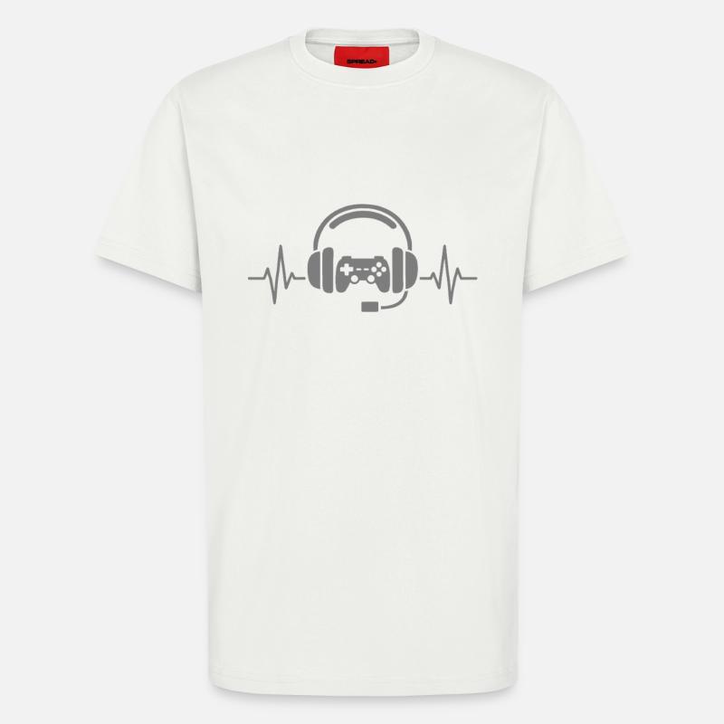 Gaming Herzschlag – Controller & Headset - T-Shirt - made by SPREAD - OFF WHITE