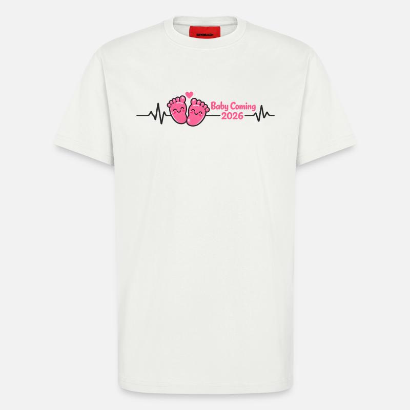 Mama 2026 Herzschlag Werdende Mutter 2026 - T-Shirt - made by SPREAD - OFF WHITE