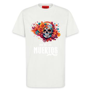 Mystic Statement Shirt: Dia de los Muertos - T-Shirt - made by SPREAD - OFF WHITE - Front - Alina (178cm) & Michal (187cm)