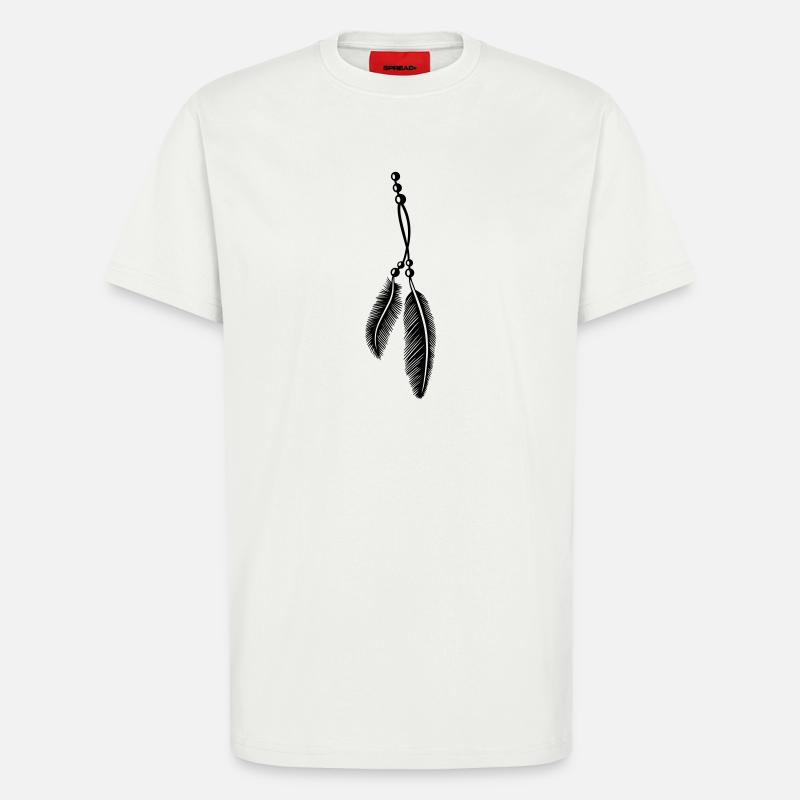 Federn an Kette, feathers, Native American - T-Shirt - made by SPREAD - OFF WHITE