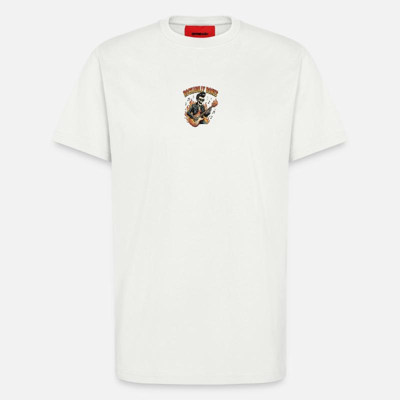Rockabilly Bones – Retro Comic Skelett mit brennen - T-Shirt - made by SPREAD - OFF WHITE