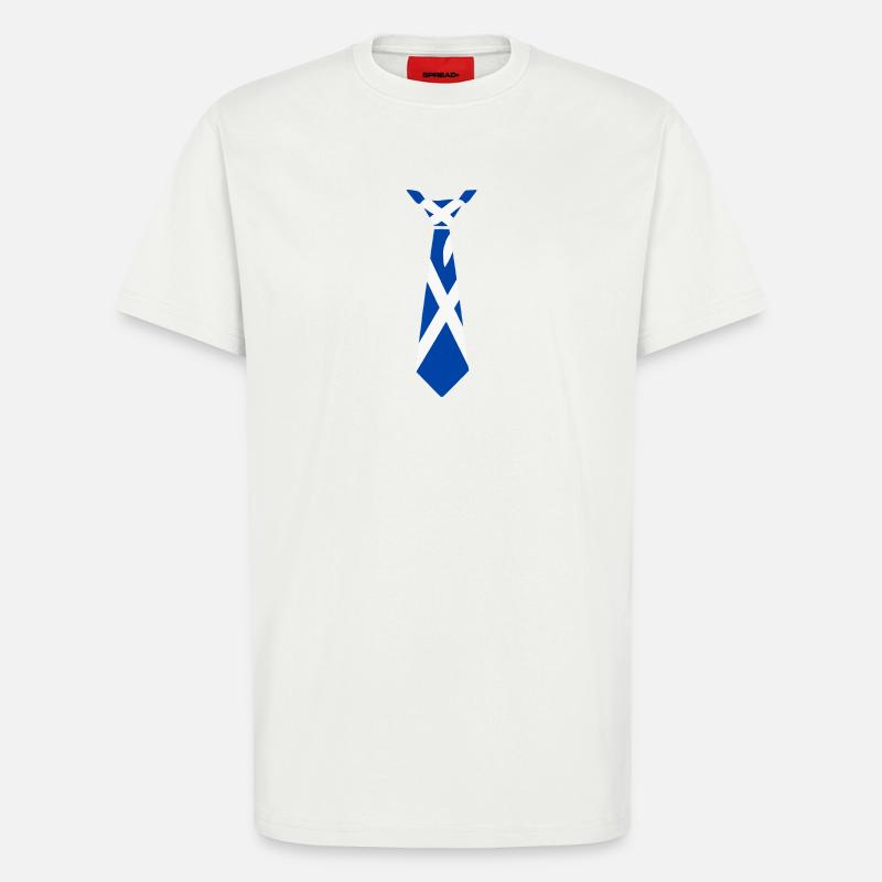 Cravate écossaise – Conception du drapeau - T-shirt bio décontracté fabriqué en UE - OFF WHITE