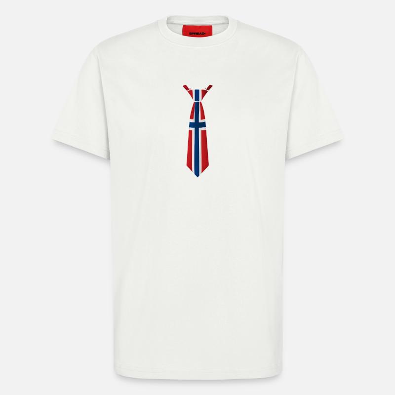 Cravate norvégienne – Conception du drapeau - T-shirt bio décontracté fabriqué en UE - OFF WHITE