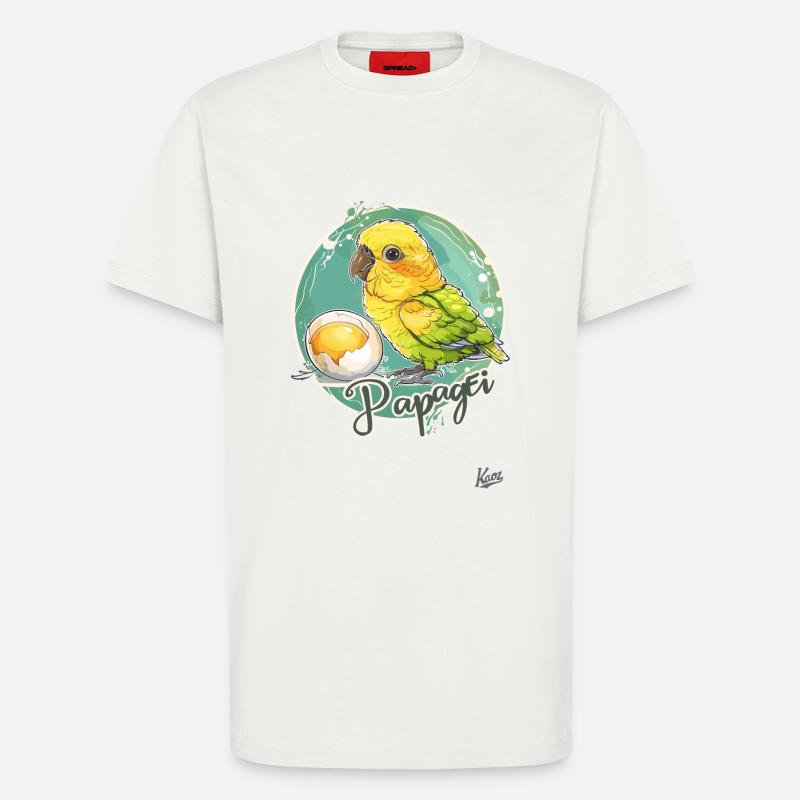 Parrot Egg: Parrot and Egg - T-Shirt - made by SPREAD - OFF WHITE