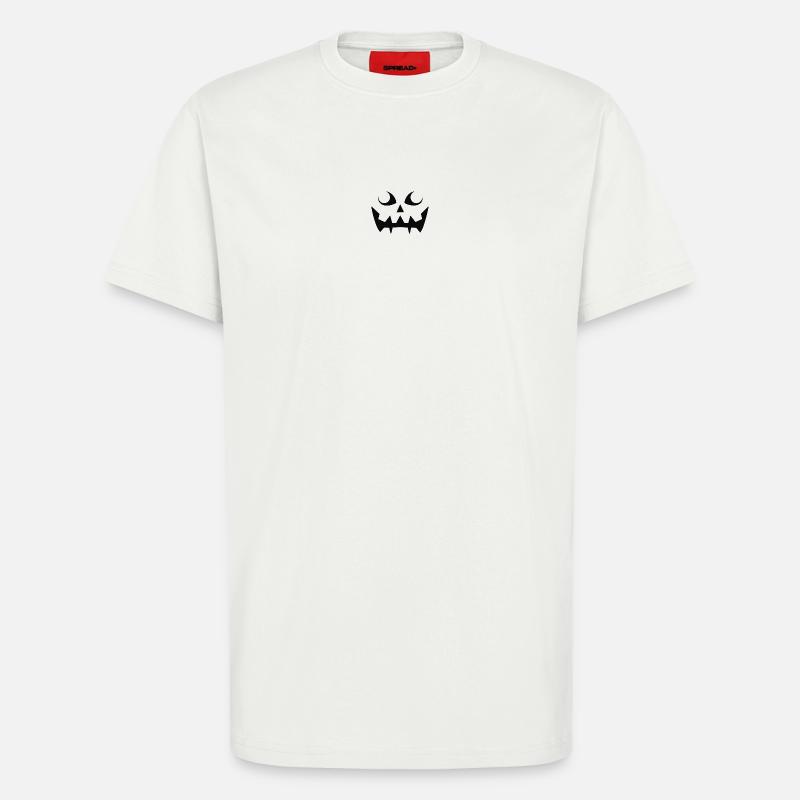 Grim Pumpkin Face Pattern - T-Shirt - made by SPREAD - OFF WHITE