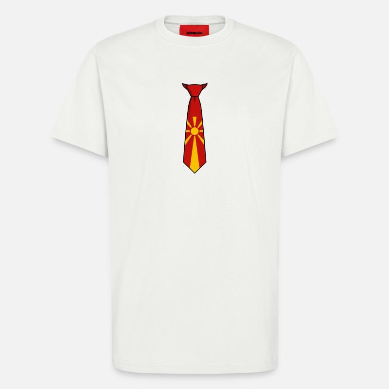 Cravate Macédoine – Conception du drapeau - T-shirt bio décontracté fabriqué en UE - OFF WHITE