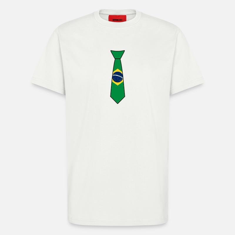 Brasilien-Krawatte – Flaggendesign - T-Shirt - made by SPREAD - OFF WHITE
