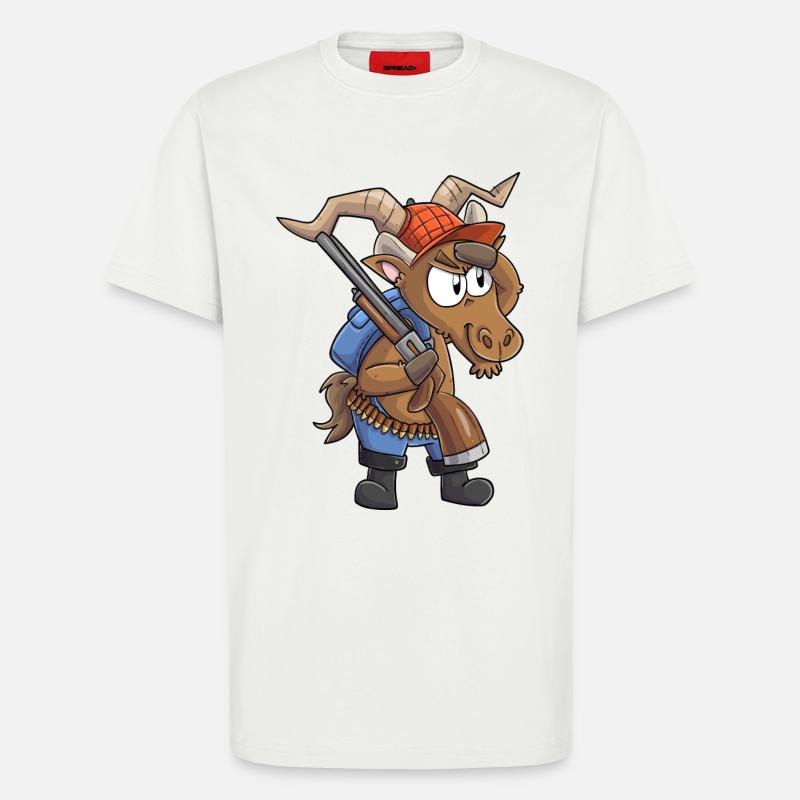 Steinbock Jäger / Steinbock mit Jagdgewehr - T-Shirt - made by SPREAD - OFF WHITE