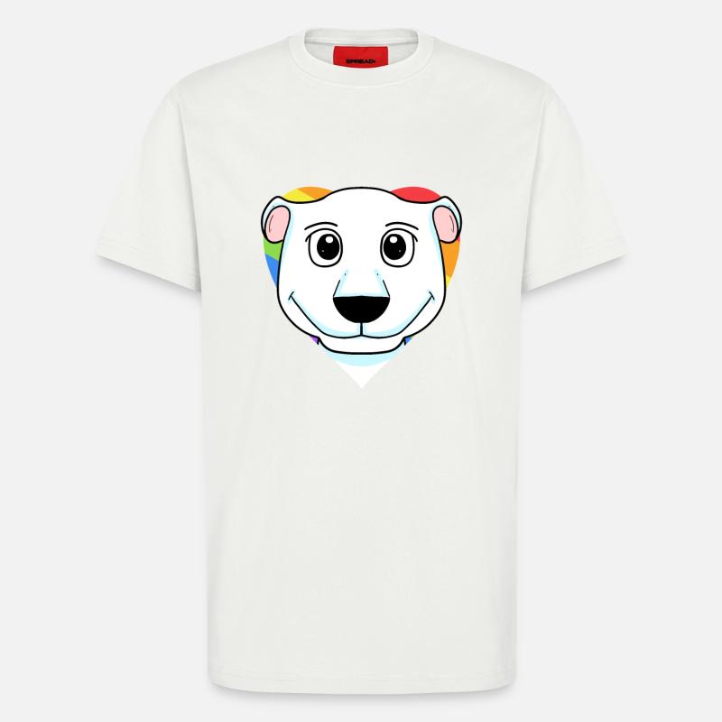 LGBT Tier Eisbär Regenbogen Herz - T-Shirt - made by SPREAD - OFF WHITE