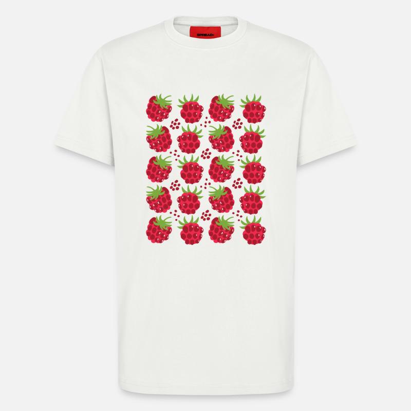 Raspberry Berries Fruit Pattern - T-Shirt - made by SPREAD - OFF WHITE