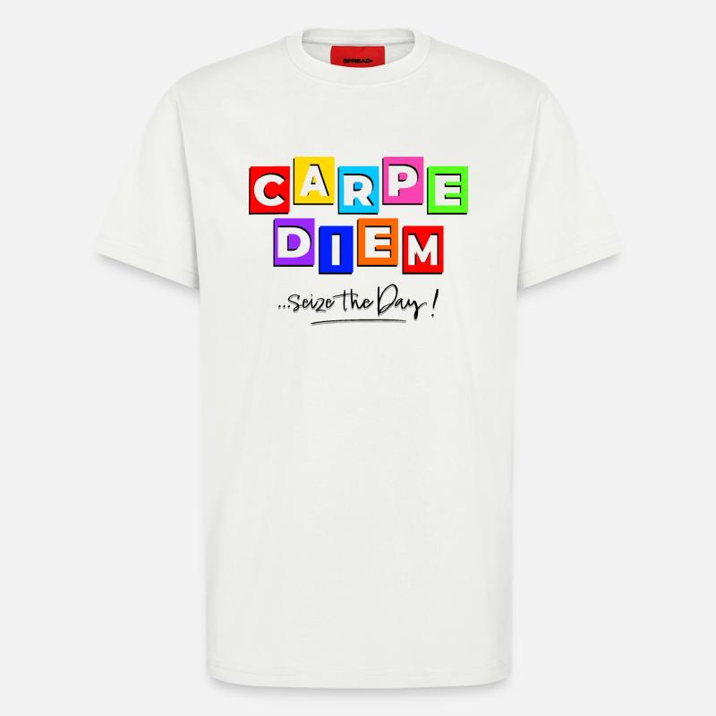 Carpediem im Comic-Stil - T-Shirt - made by SPREAD - OFF WHITE