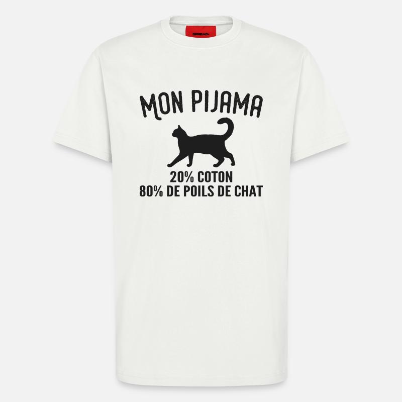 Humorvoller Katzenhaar-Pyjama - T-Shirt - made by SPREAD - OFF WHITE