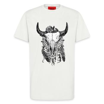 Skull Tattoo - T-Shirt - made by SPREAD - OFF WHITE - Front - Alina (178cm) & Michal (187cm)