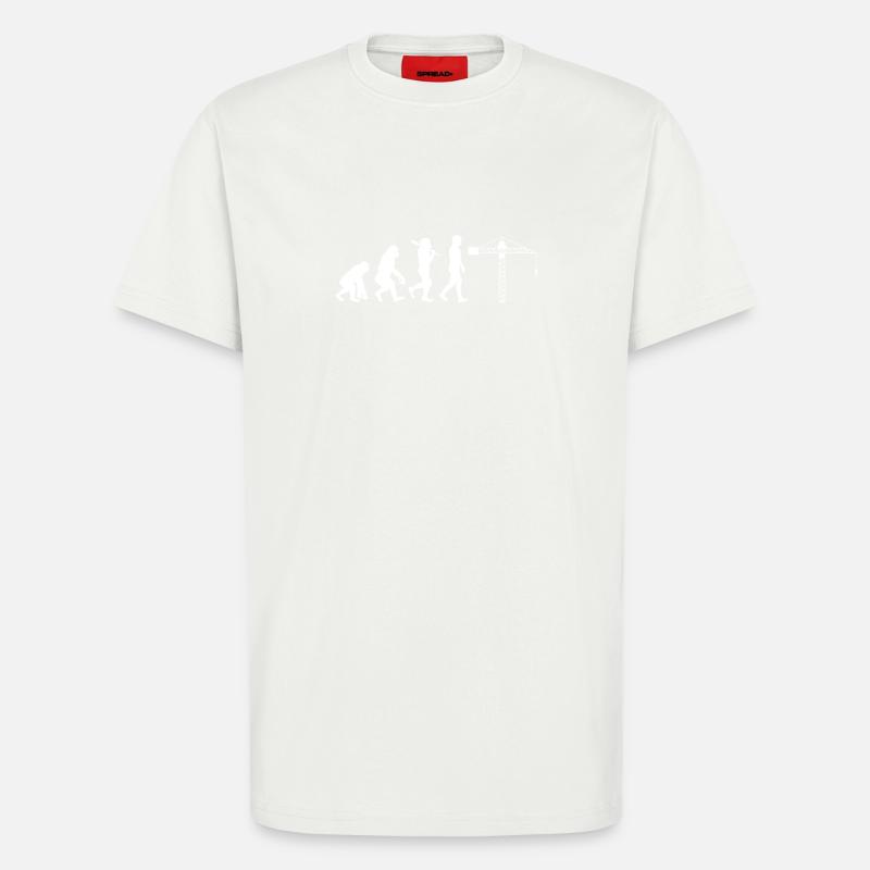 Évolution du grutier - T-shirt bio décontracté fabriqué en UE - OFF WHITE