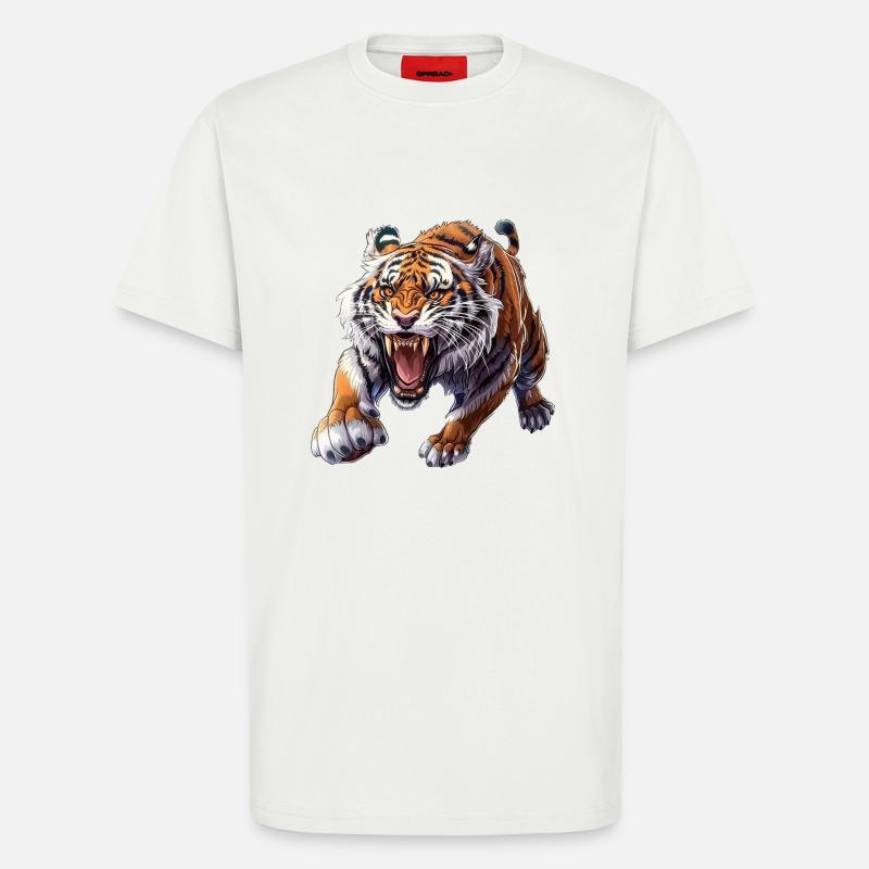 Stolzer Tiger Im Angriffsmodus - T-Shirt - made by SPREAD - OFF WHITE