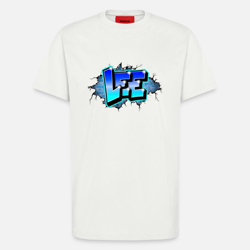 Graffiti LEE Blue Brick Risse - T-Shirt - made by SPREAD - OFF WHITE