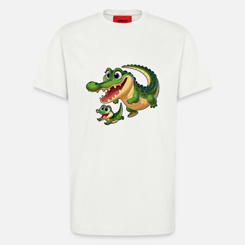 Krokodilmutter und Kind beim Herumtollen - T-Shirt - made by SPREAD - OFF WHITE
