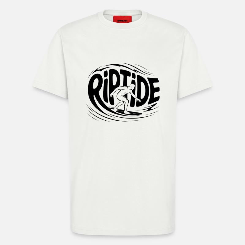 Riptide - Logo de surfeur cool - T-shirt bio décontracté fabriqué en UE - OFF WHITE