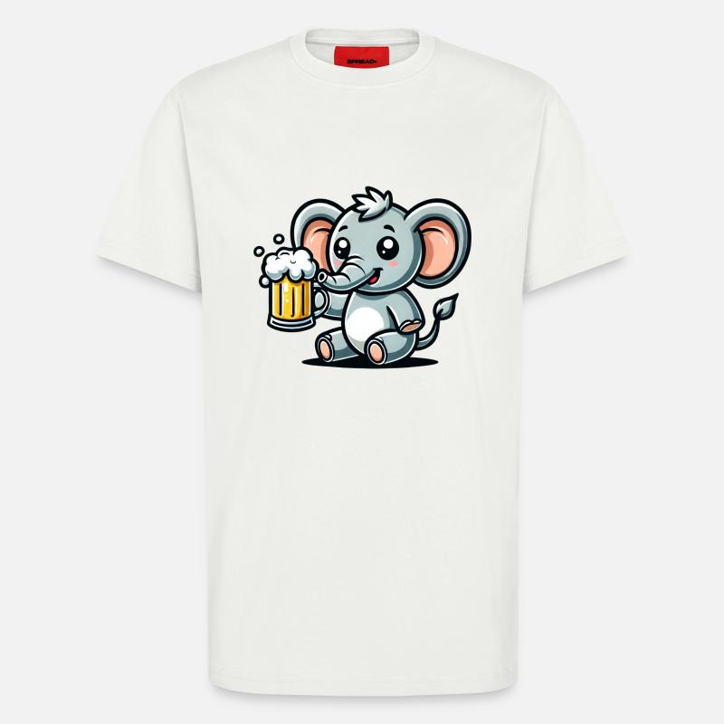 Cute Elephant Drinking Beer - T-Shirt - made by SPREAD - OFF WHITE