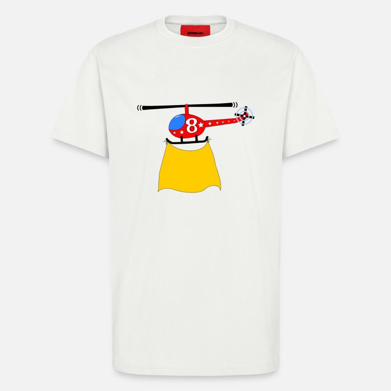 Hélicoptère Anniversaire 8 - T-shirt bio décontracté fabriqué en UE - OFF WHITE