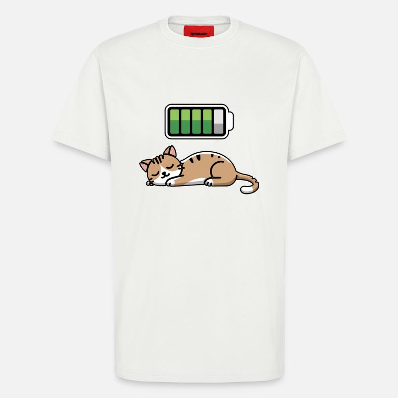 Cat Sleeping Recharging Night Bedtime - T-Shirt - made by SPREAD - OFF WHITE