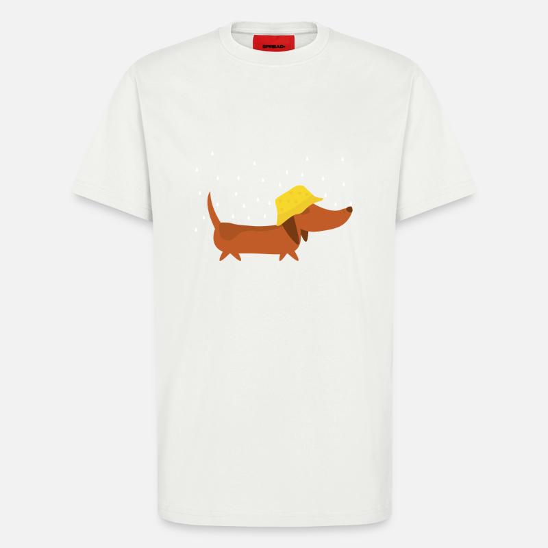 Dackel mit Regenhut - T-Shirt - made by SPREAD - OFF WHITE