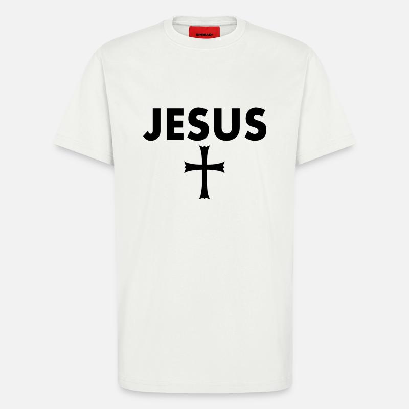 Croix de Jésus - T-shirt bio décontracté fabriqué en UE - OFF WHITE