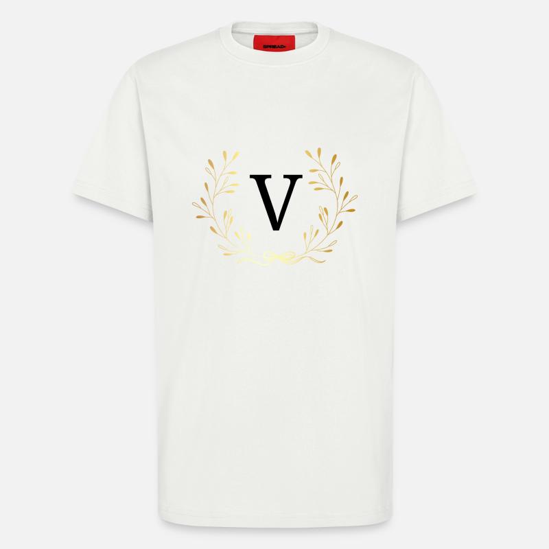 Buchstabe V Goldene Blumenkrone - T-Shirt - made by SPREAD - OFF WHITE