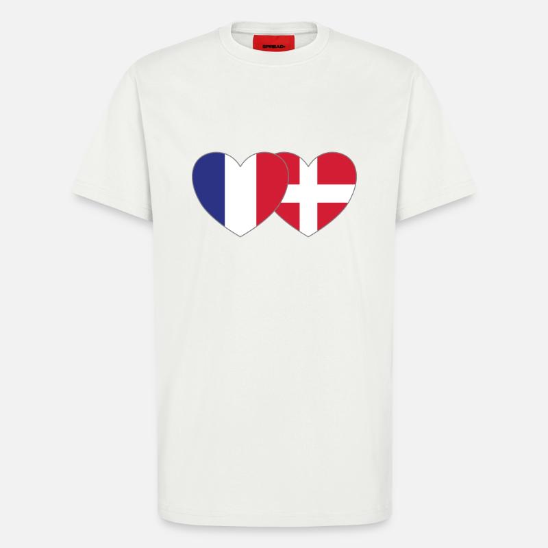 Frankrig Danmark Flag Hjerte - Organic relaxed T-shirt made in EU - OFF WHITE