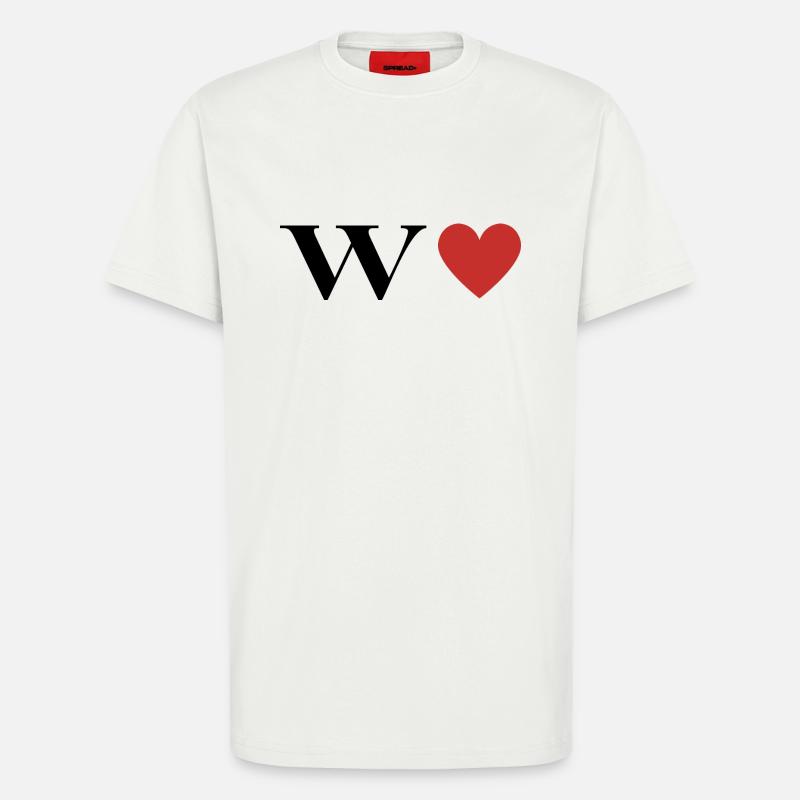 Buchstabe w Rotes Herz - T-Shirt - made by SPREAD - OFF WHITE