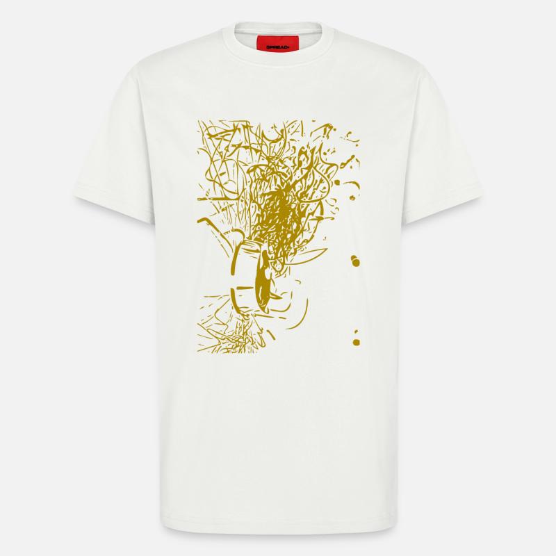 Conception abstraite - T-shirt bio décontracté fabriqué en UE - OFF WHITE