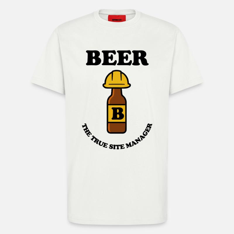 Beer bottle with construction helmet - T-Shirt - made by SPREAD - OFF WHITE